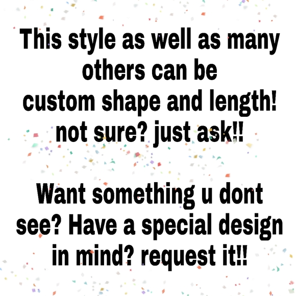 RED MEDIUM LONG BLING SQUARE 💅 NAILS PRES - Picture 4 of 6